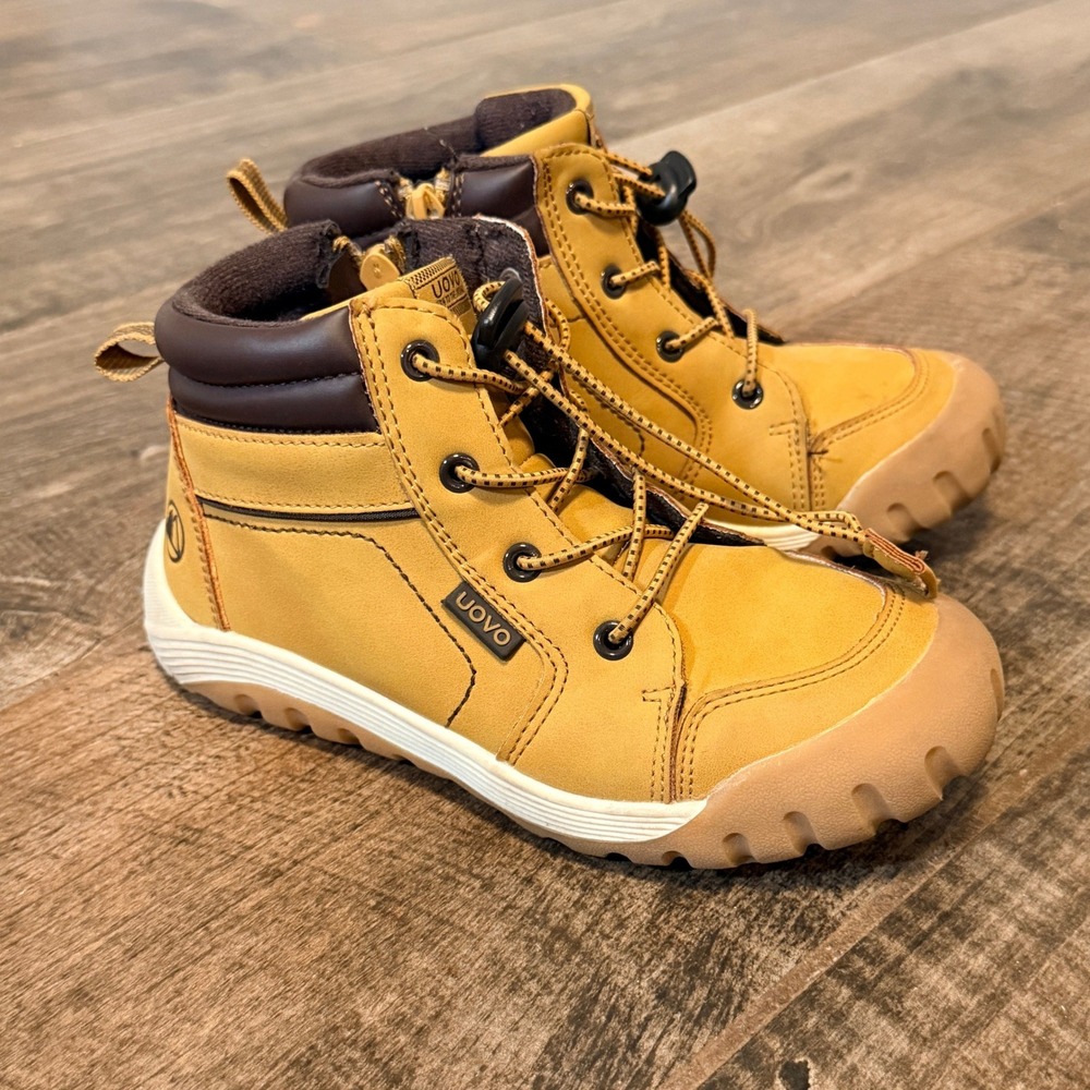 UOVO Kids High Top Side Zip Water-Resitant Hiking Boots,‎ Tan, 31/ 12.5